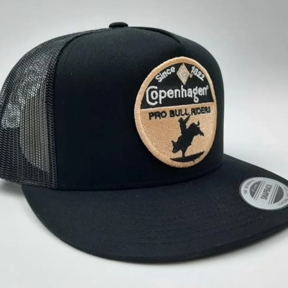 Copenhagen PBR Pro Bull Riders Flat Bill Mesh Snapback Snuff Dip Chew Rodeo Hat - Picture 2 of 4